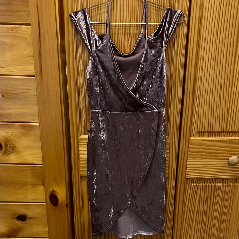 Gray and Silver Sheath Dress with Spaghetti Straps for Cocktail